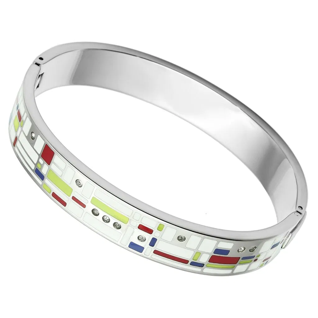 TK782 - Hoch poliertes (ohne Beschichtung) Edelstahl Armband mit Top-Grade - Kristall in Clear