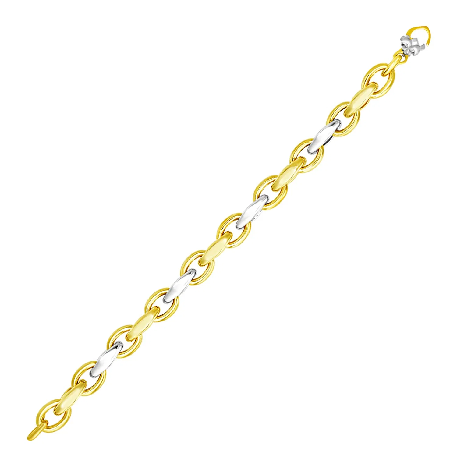 14 Karat Zwei-Ton - Gold Oval und Graded Link Armband