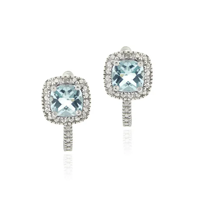 Blue Topaz & Diamond Accent Huggie Ohrringe