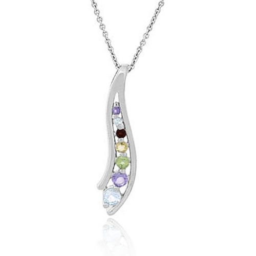 Sterling Silber Multi Color Edelstein Reise Anhänger