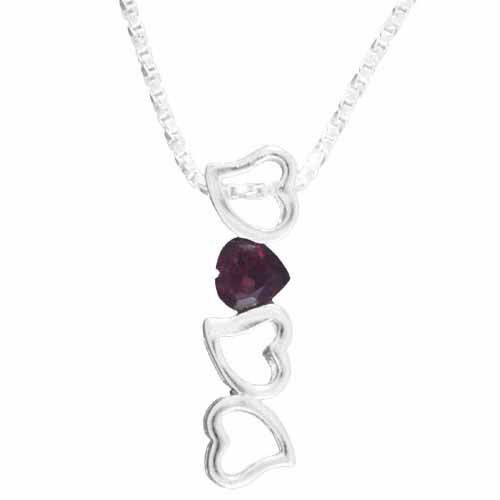 Sterling Silber Garnet Open Hearts Vertikal Slide Anhänger