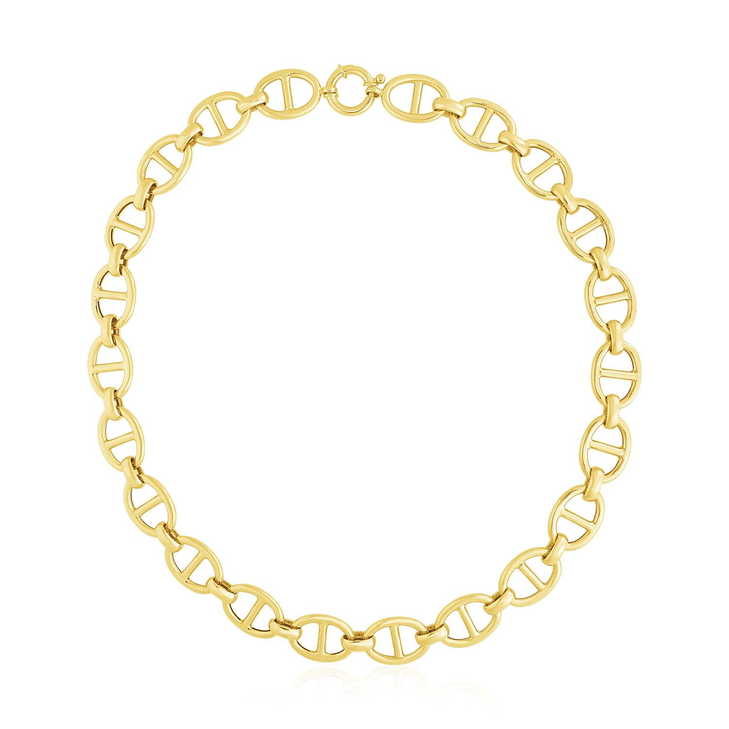 14 Karat Gelbgold High Polish Oval Mariner Link Halskette (13,8 mm)