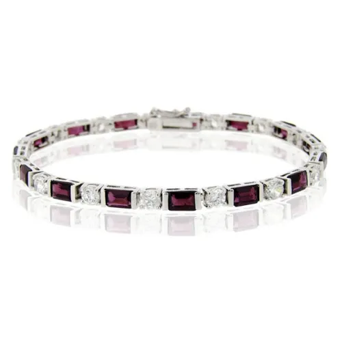 Sterling Silber 10,5 CT. TGW Original Garnet & CZ Tennis Armband
