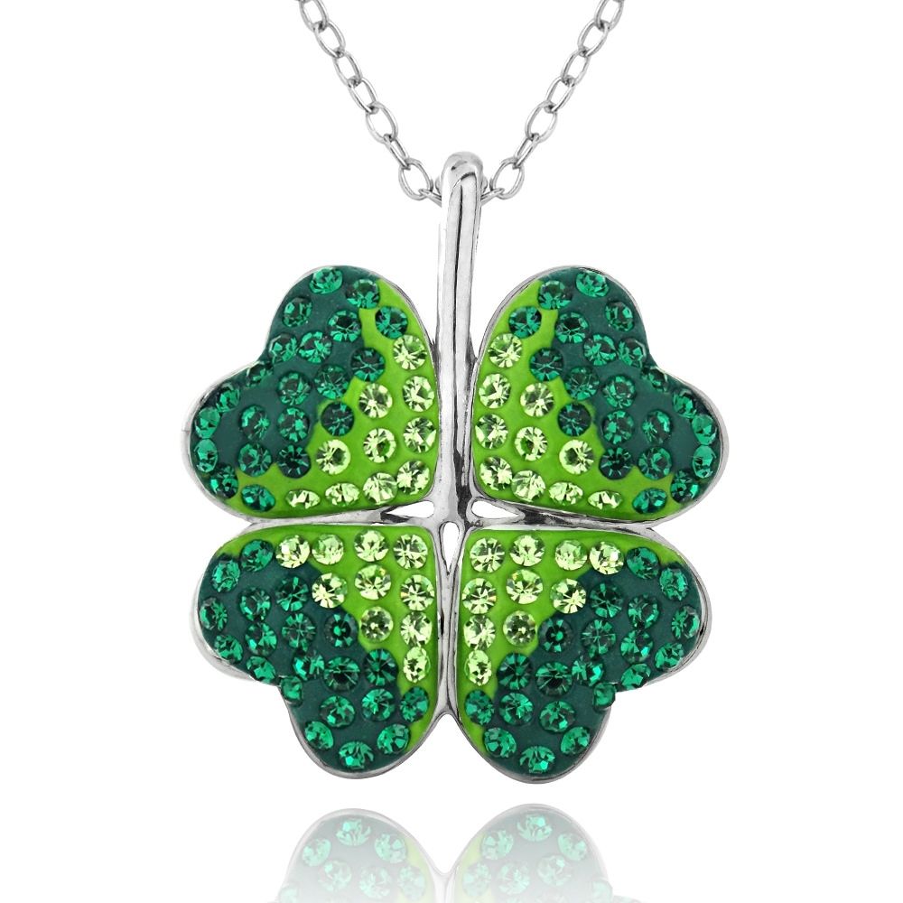 Silberton Grün Ombre Swarovski Elemente Klee Halse
