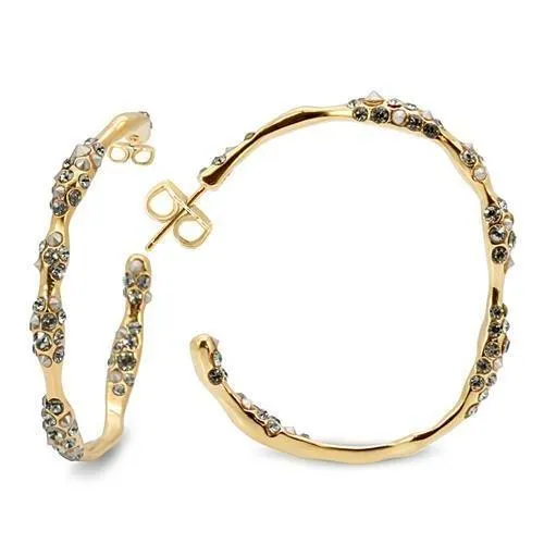 LO1855 - Gold-Messing - Ohrringe mit Top-Grade - Kristall in schwarzem Diamant