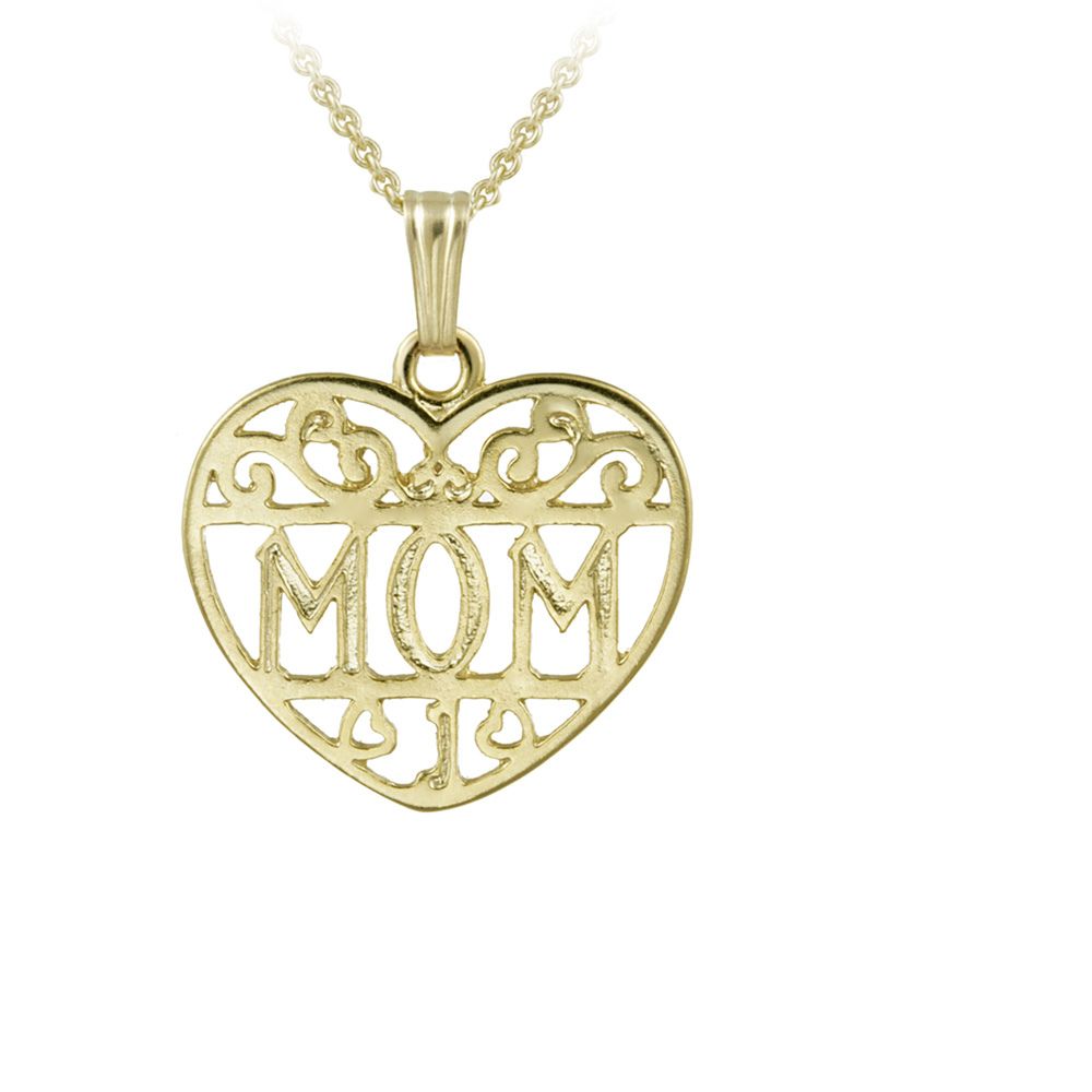14K Gold gefüllt Filigree Herz Mom Halskette