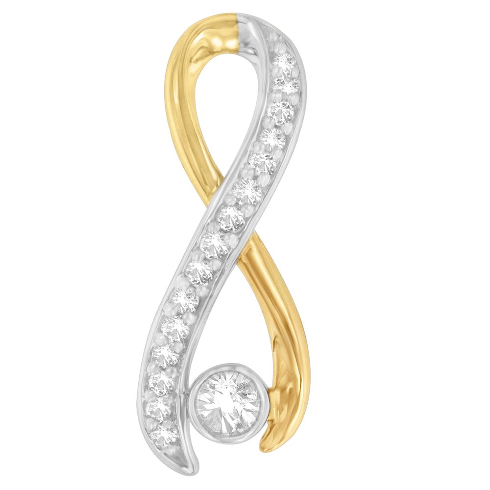 10 Karat Zwei-Ton - Gold 1 / 5 cttw Diamant Strahlendes Band Anhänger Halskette (H-I, I1 - I2)