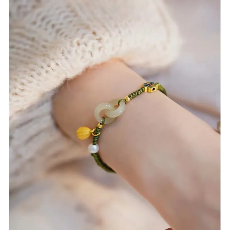 Weibliche Minderheit Doppelring Sicherheitsverschluss Hand Stricken Armband