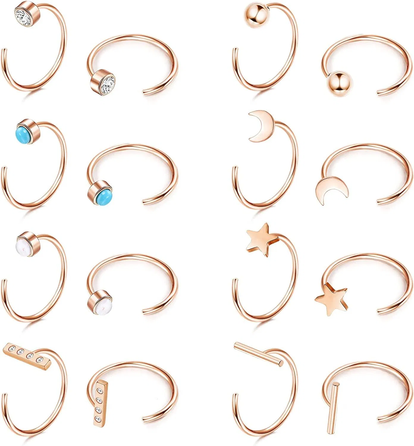 8 Pairs Huggie Hoop Ohrringe für Frauen Edelstahl halbe offene Hoop Ohrringe