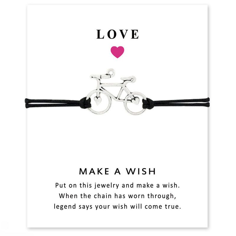 Liebe Karte Armband Liebe Fahrrad Anhänger bunte Wachsseil Wunsch Armband Handgelenk Ring
