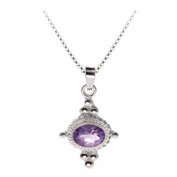Sterling Silber Bali Echt Amethyst Stein Ost West Anhänger