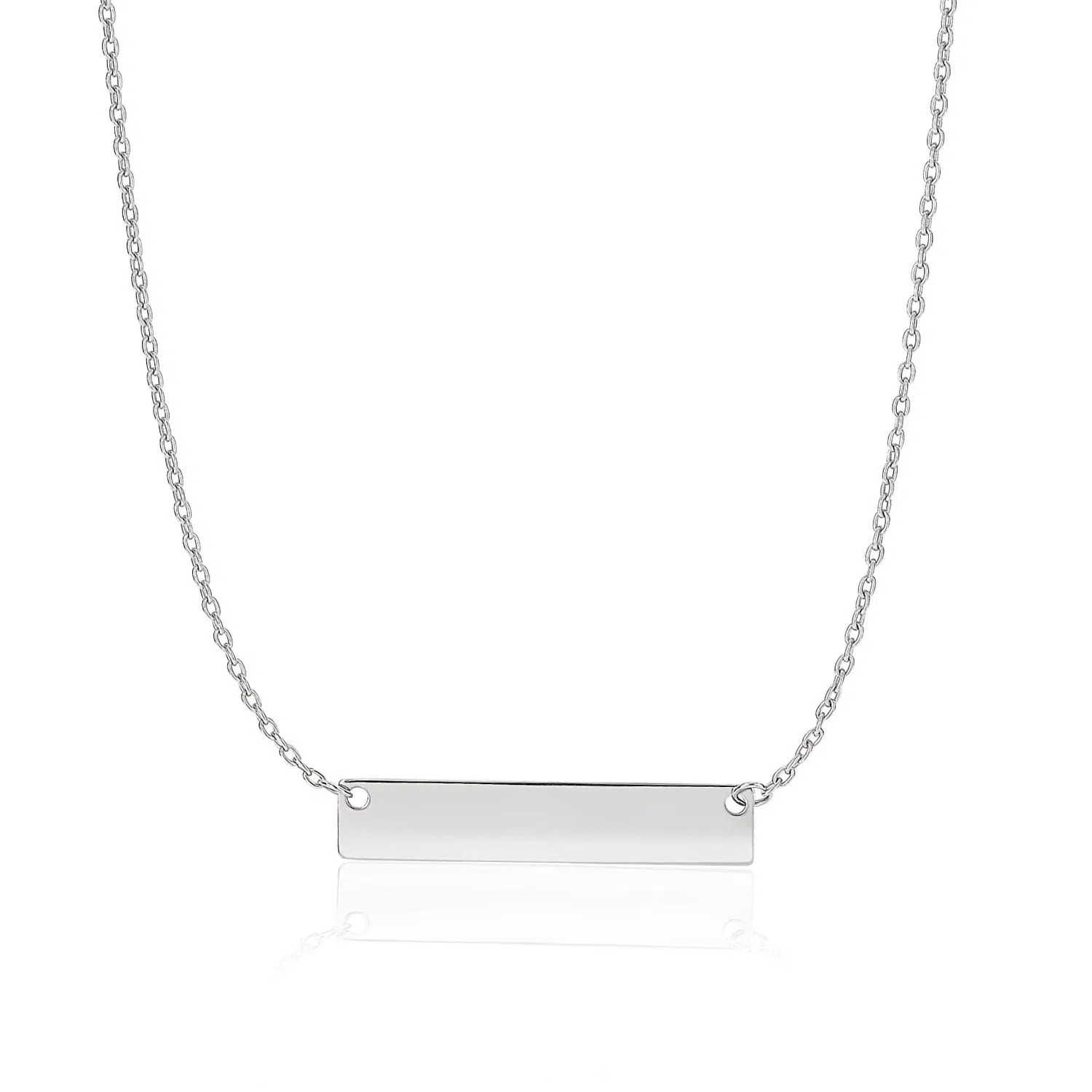 14 Karat Weißgold Glatte Flat Horizontal Bar Stil Halskette