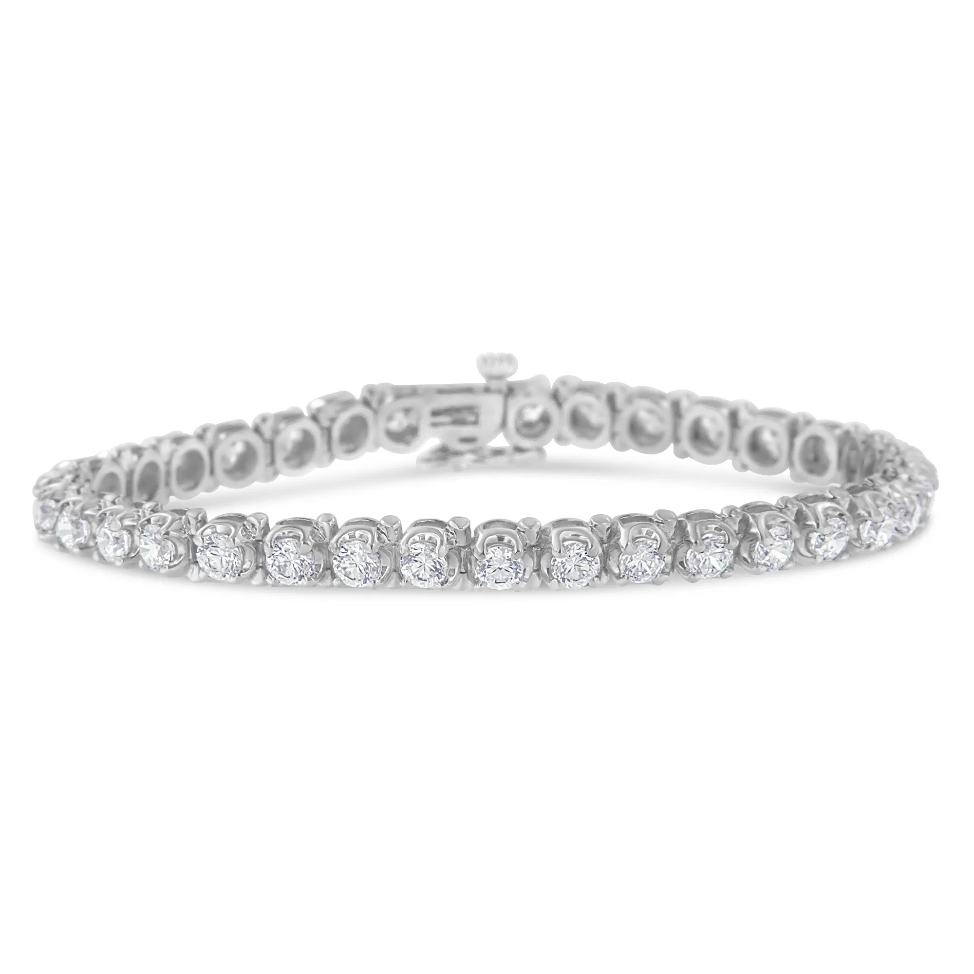 IGI zertifiziert 7.0 Cttw Round-Brilliant - Diamant 14K Weißgold 7 'Hinge Tennis Armband (H-I Farbe, I1 - I2 Klarheit)