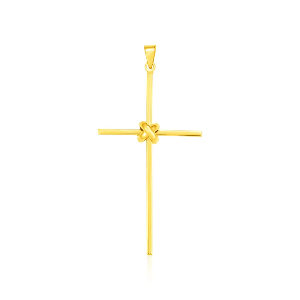 14 Karat Gelbgold Bar Style Kreuz Anhänger