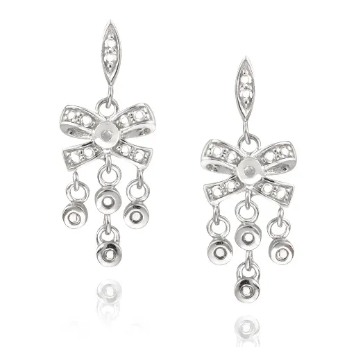 Sterling Silber Diamant Akzent Bow Dangle Ohrringe