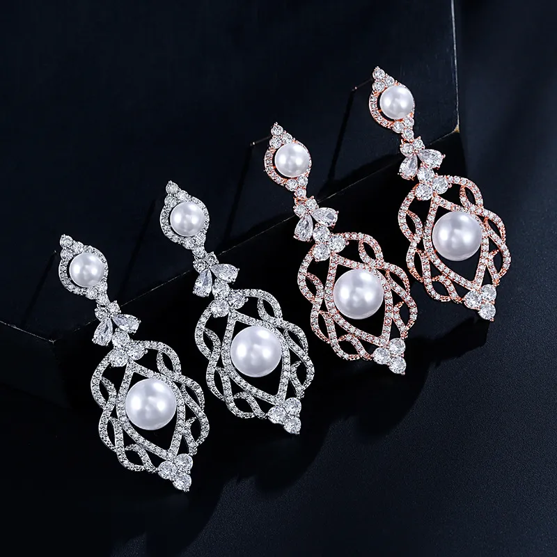 Pearl Tassel Ohrringe lange kleine Nische Design Licht Luxus-Stil Zirkon