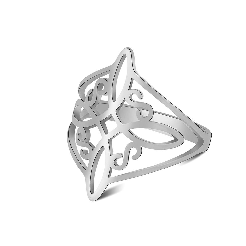 Square Continuous Curly Pattern Edelstahl Ring