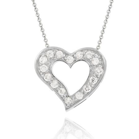 Sterling Silber CZ Open Heart Slide Anhänger