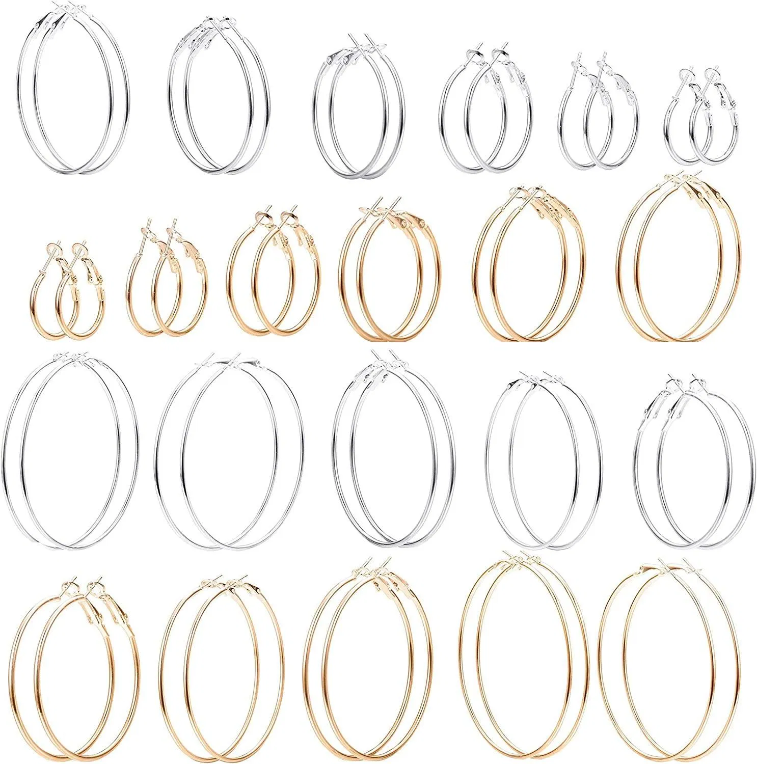 22 Paare Big Hoop Ohrring für Frauen Edelstahl Round Circle Huge Loop Silber Gold Plated Drop Ohrring