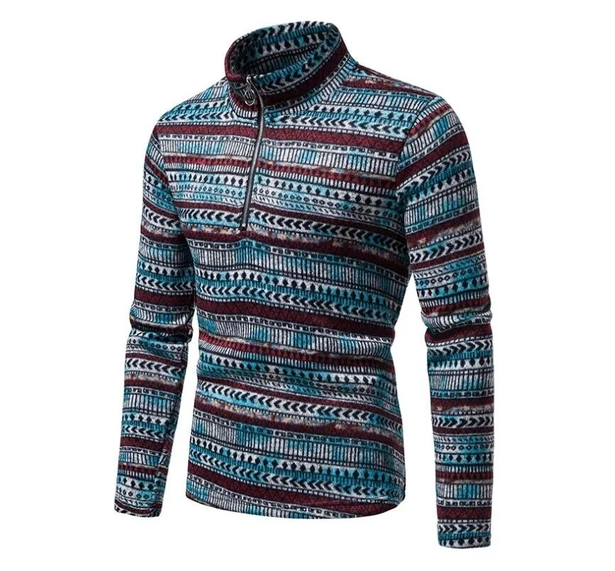 Männer Zipper Stand Collar Pullover Sweater