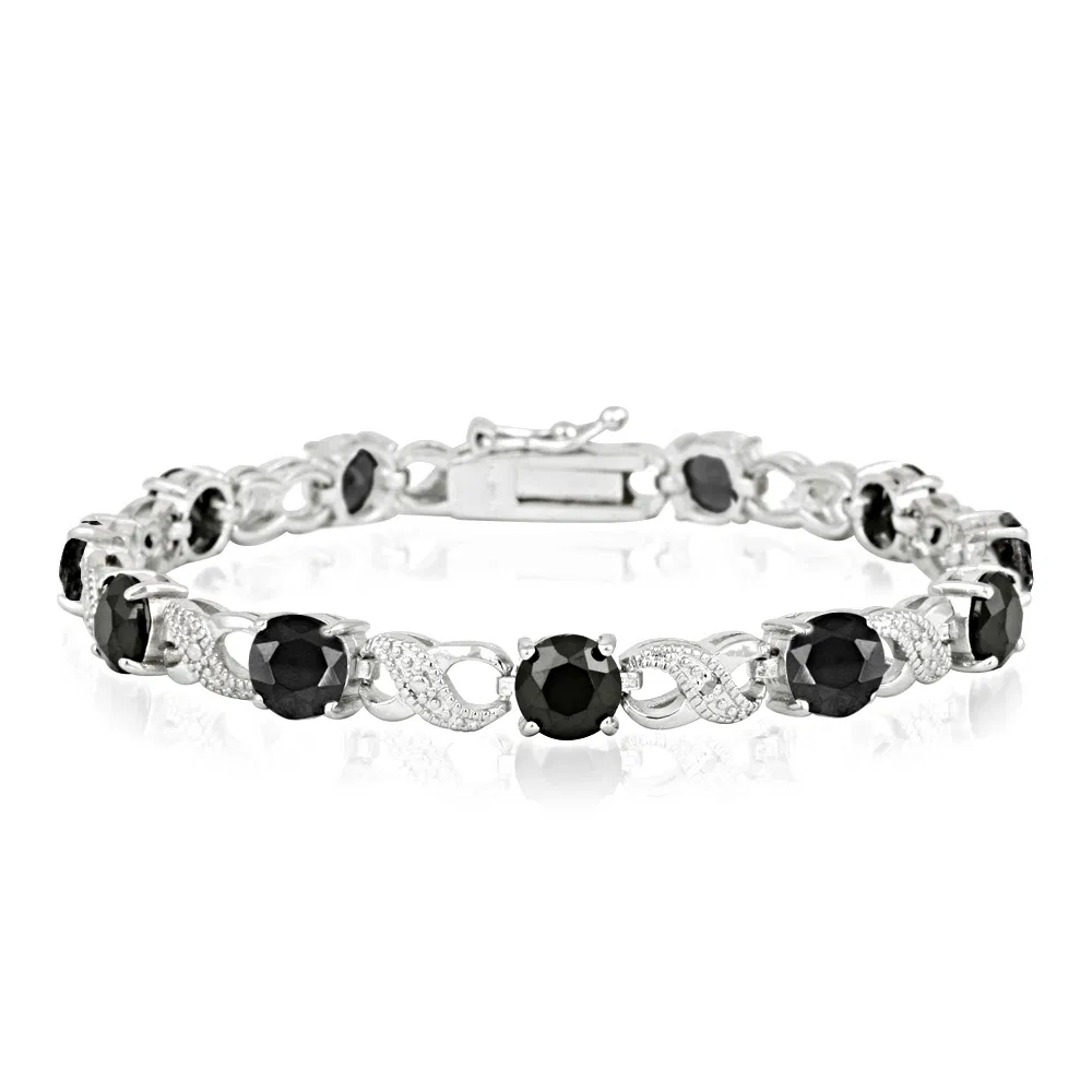 11 Karat Silberton Schwarz Spinel und Diamant Accent Infinity Armband