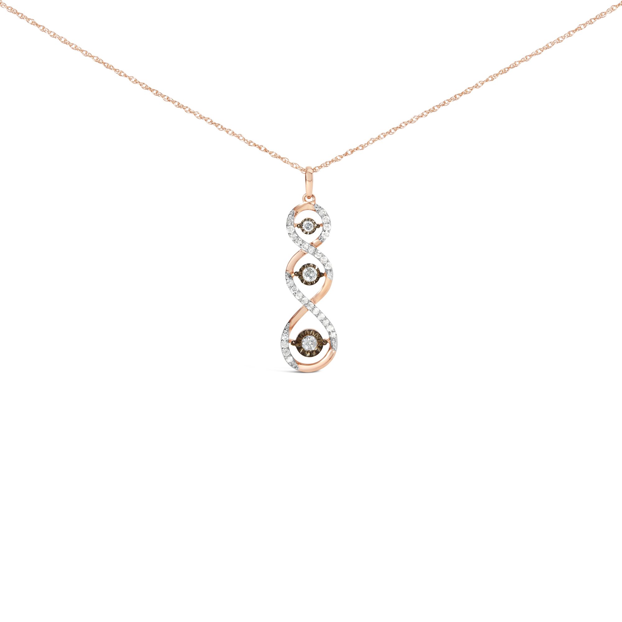 10K Zwei-Ton - Gold Plated .925 Sterling Silber 1/2 Cttw Round Diamond Twisted 18