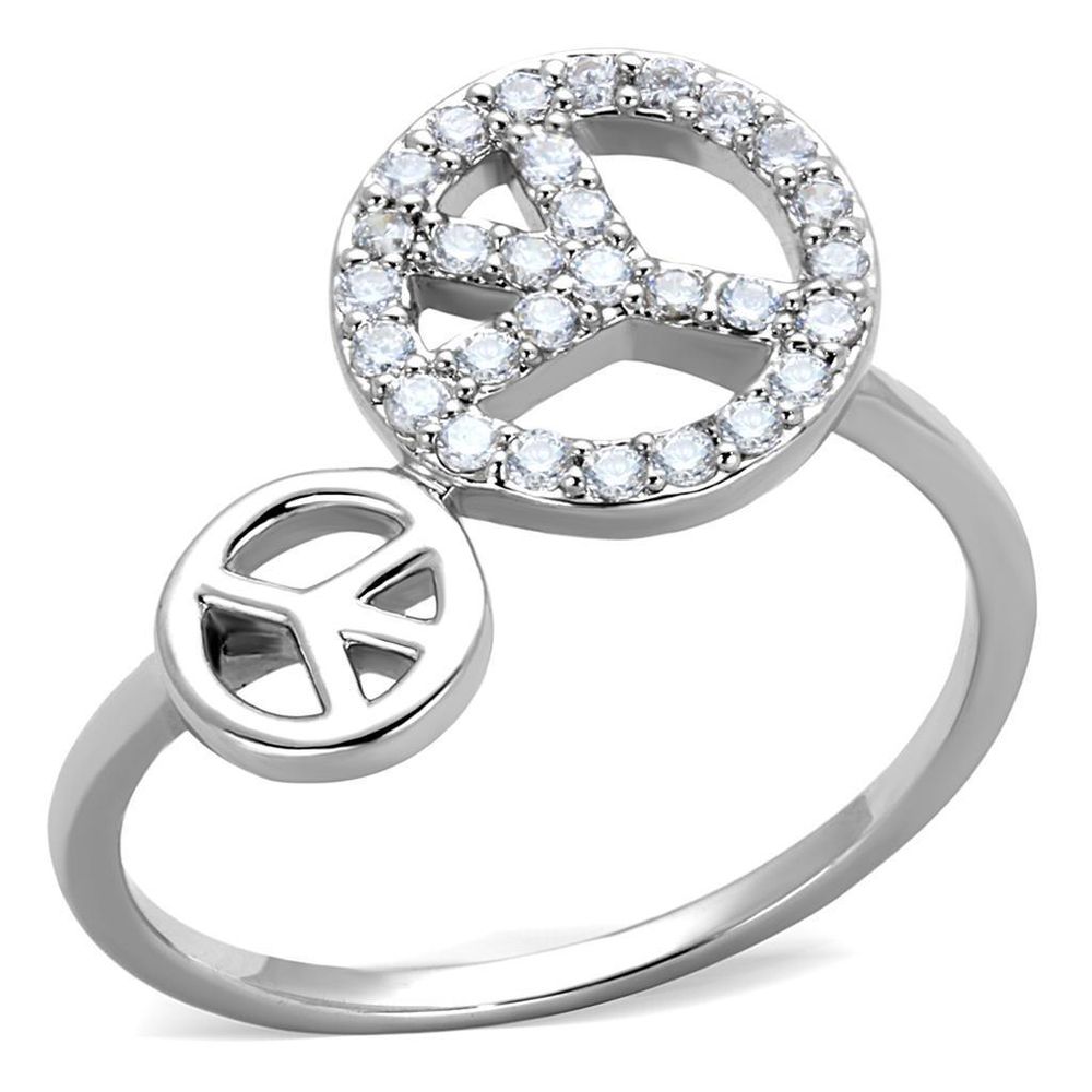 3W853 - Rhodium-Messing - Ring mit AAA-Klasse CZ in Clear