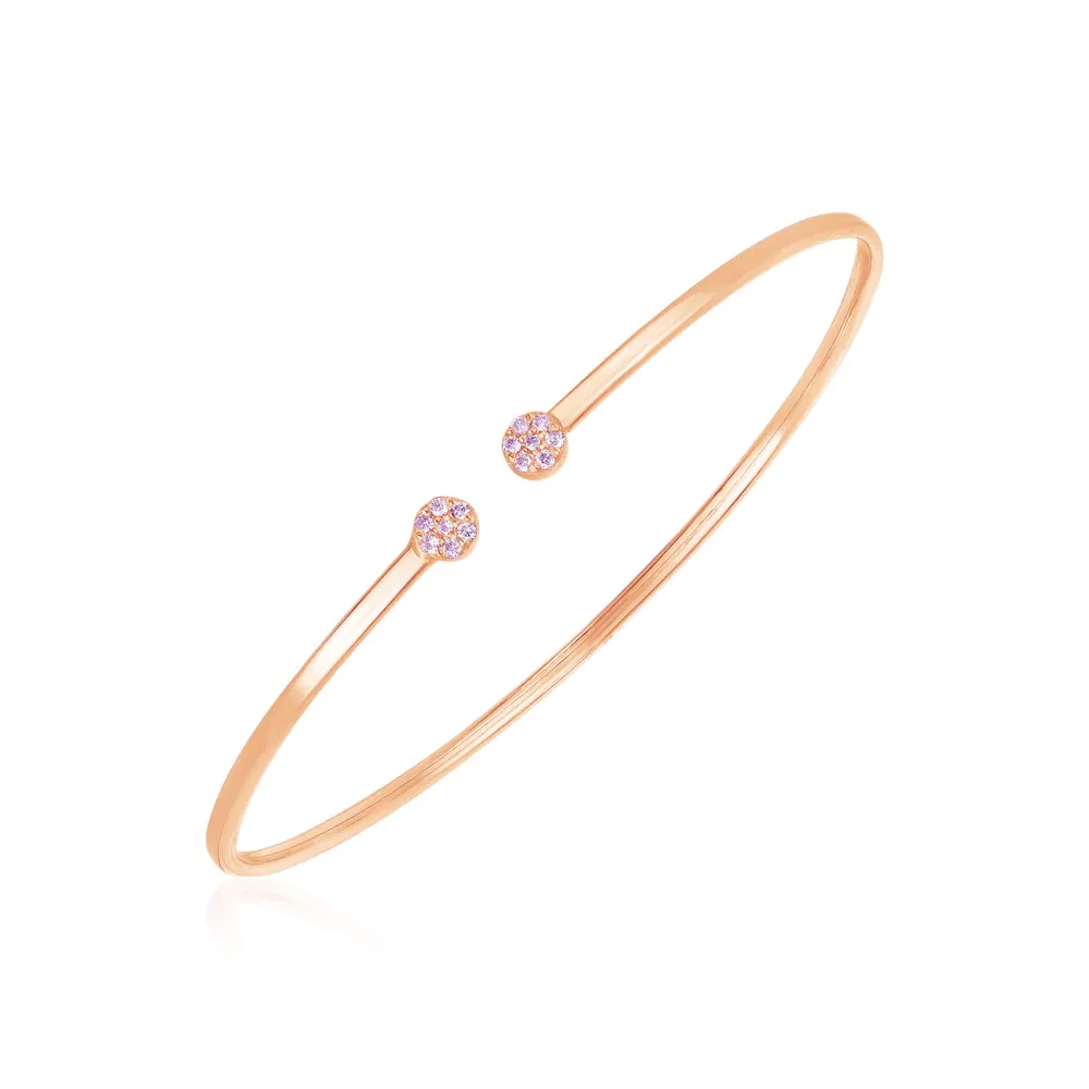 14 Karat Rose Gold High Polish Diamond Cluster Armband (2mm)