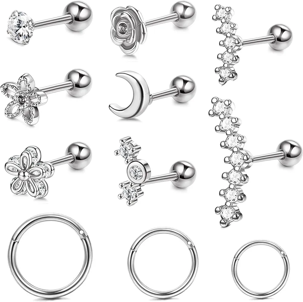 16G Knorpel-Ohrring - Schleife für Frauen Helix Piercing Conch-Stapel - Knorpel-Schleife - Ohrringe Set Edel Ohr-Piercing - Schmuck