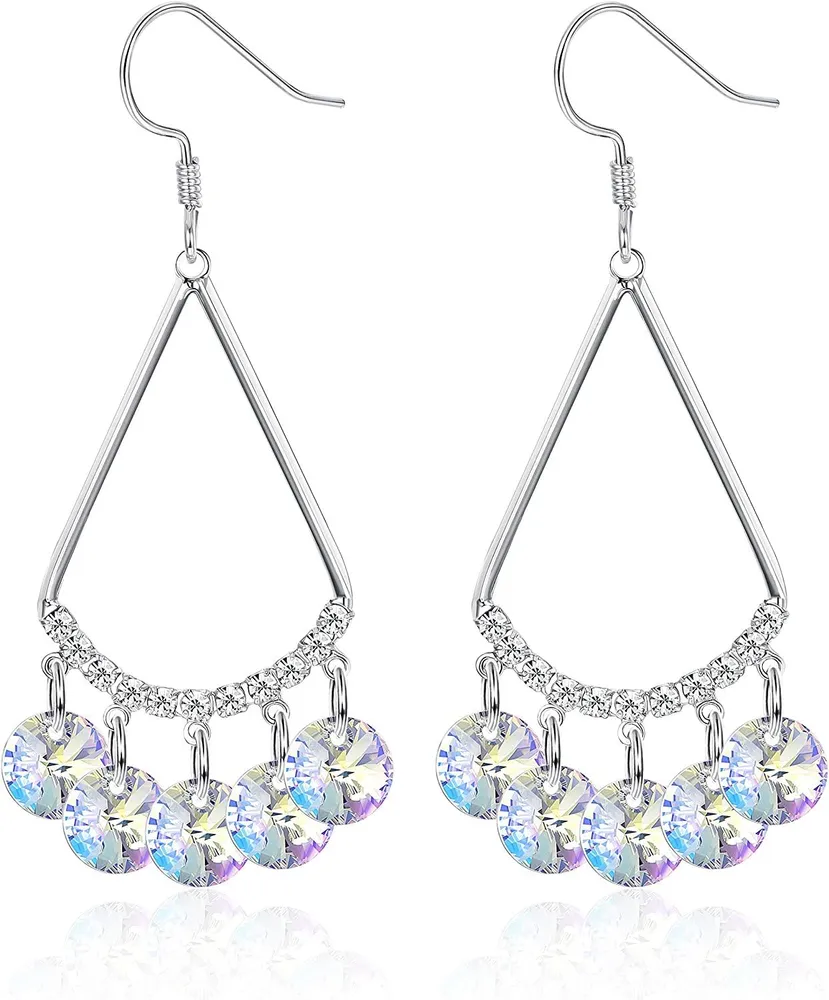 Crystal Dangle Ohrringe Edeldrop Ohrringe Dreieck bunte Twist Ohrringe hypoallergene Schmuckgeschenk für Frauen