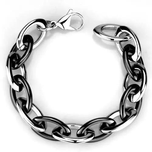 3W1009 - Hoch poliertes (ohne Beschichtung) Edelstahl-Armband mit Keramik in Jet