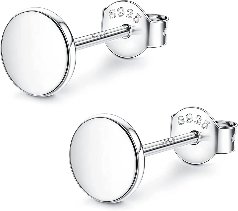 925 Sterling Silver Dot Stud Ohrringe 18K Weißgold Plated Disc Stud Ohrringe Flat Round Stud Ohrringe für Frauen 3mm - 10mm