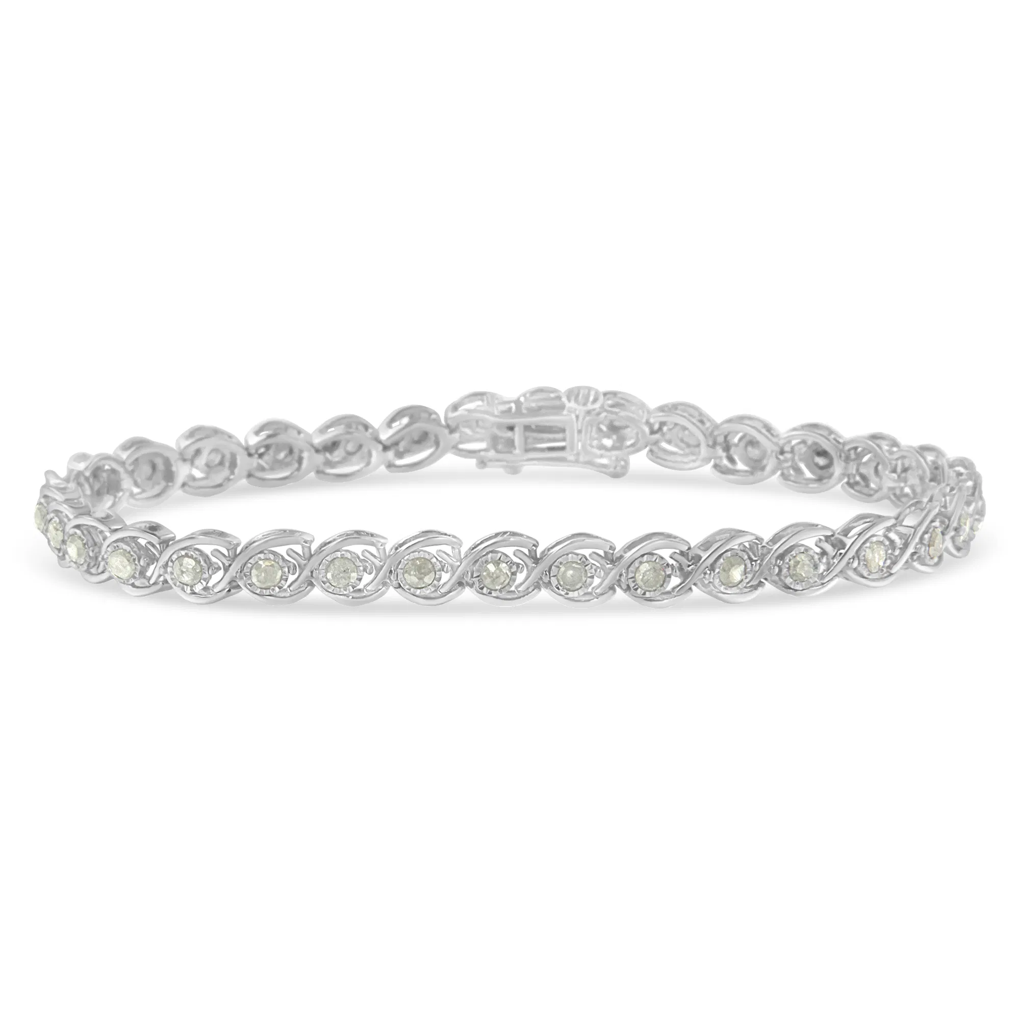 .925 Sterling Silber 2 cttw Miracle Plate Set Diamant Spiral Link Armband (I-J Farbe, I3 Klarheit) -7