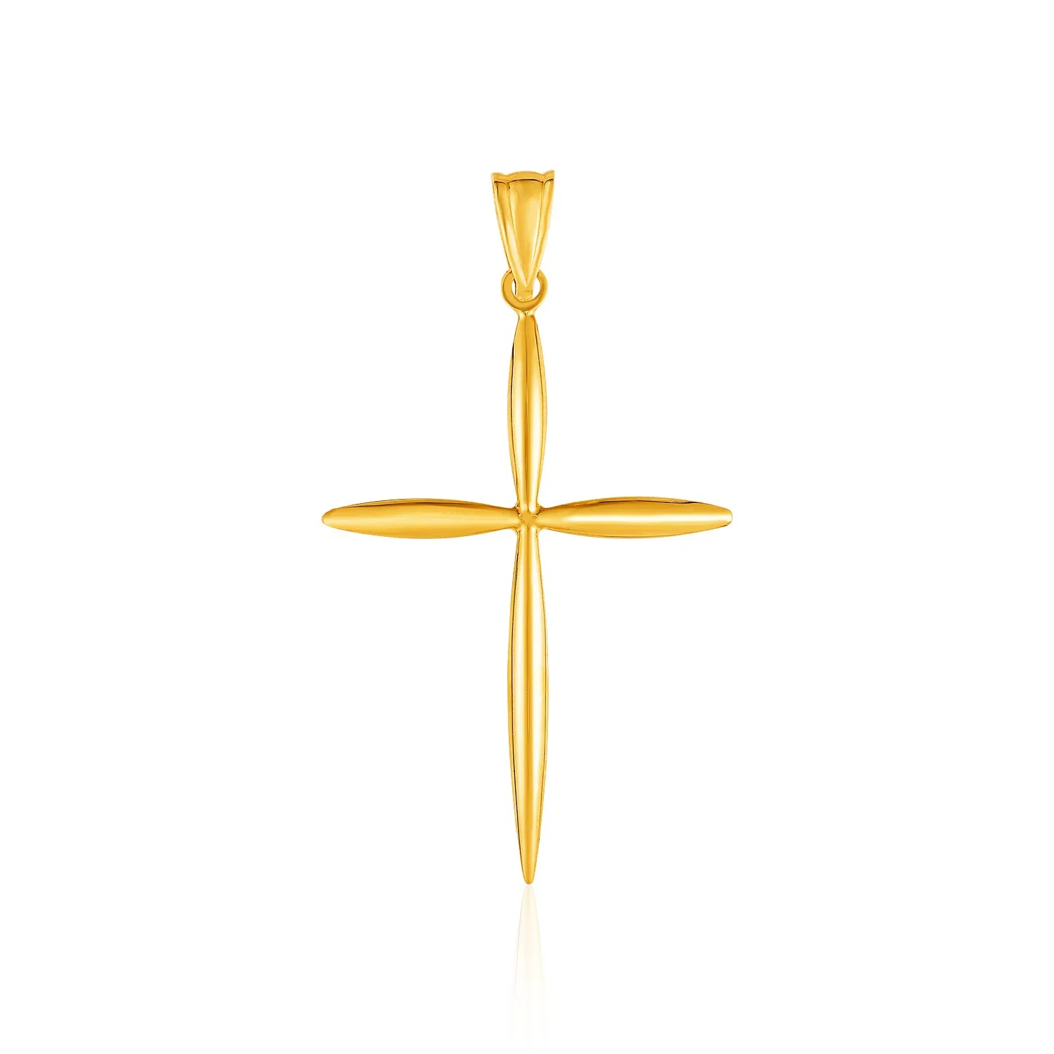 14 Karat Gelbgold rundes und spitziges Kreuz Anhänger