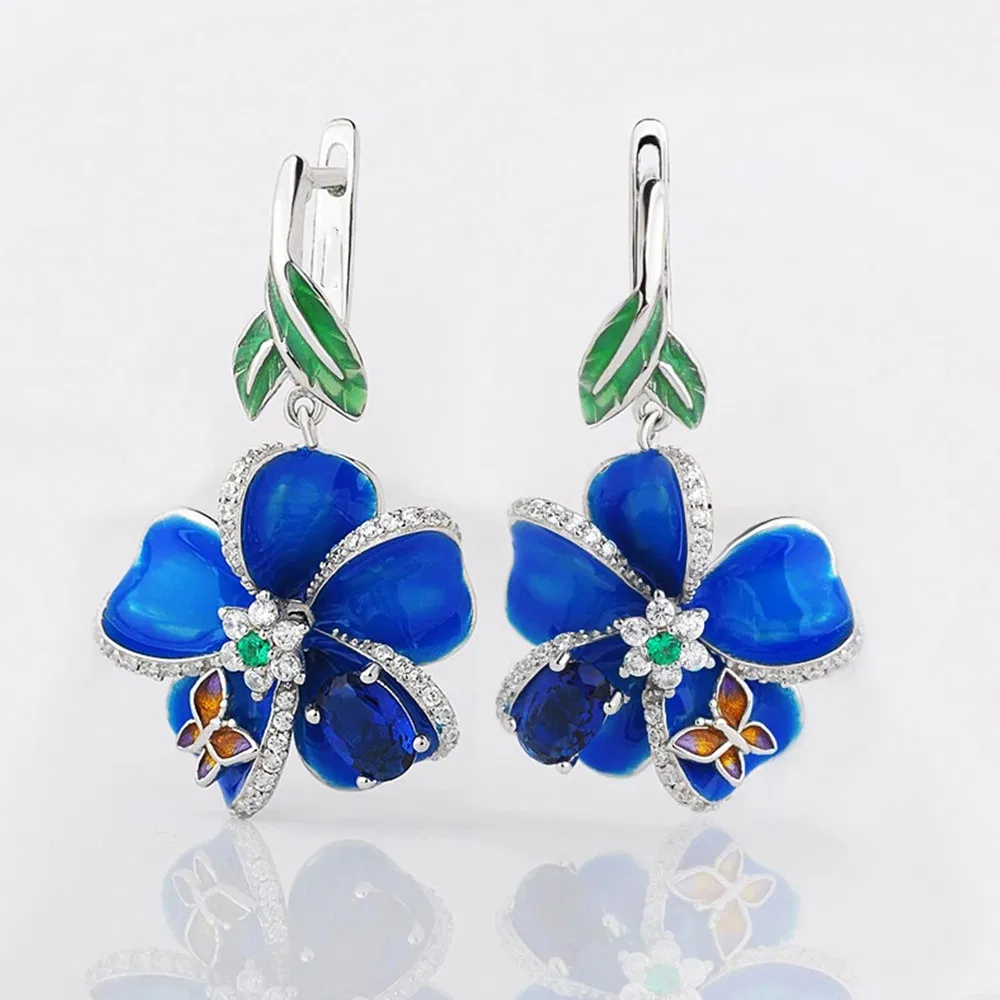 Schmetterling Blumen Zirkon Ohrringe Kreative Blumen Ohr Schmuck Chic Persönlichkeit Damen bunten Emails Schmuck