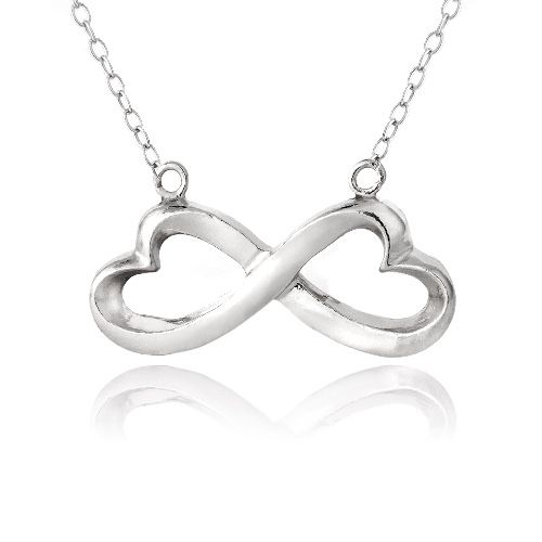 Sterling Silber poliert Infinity Herzen Halskette