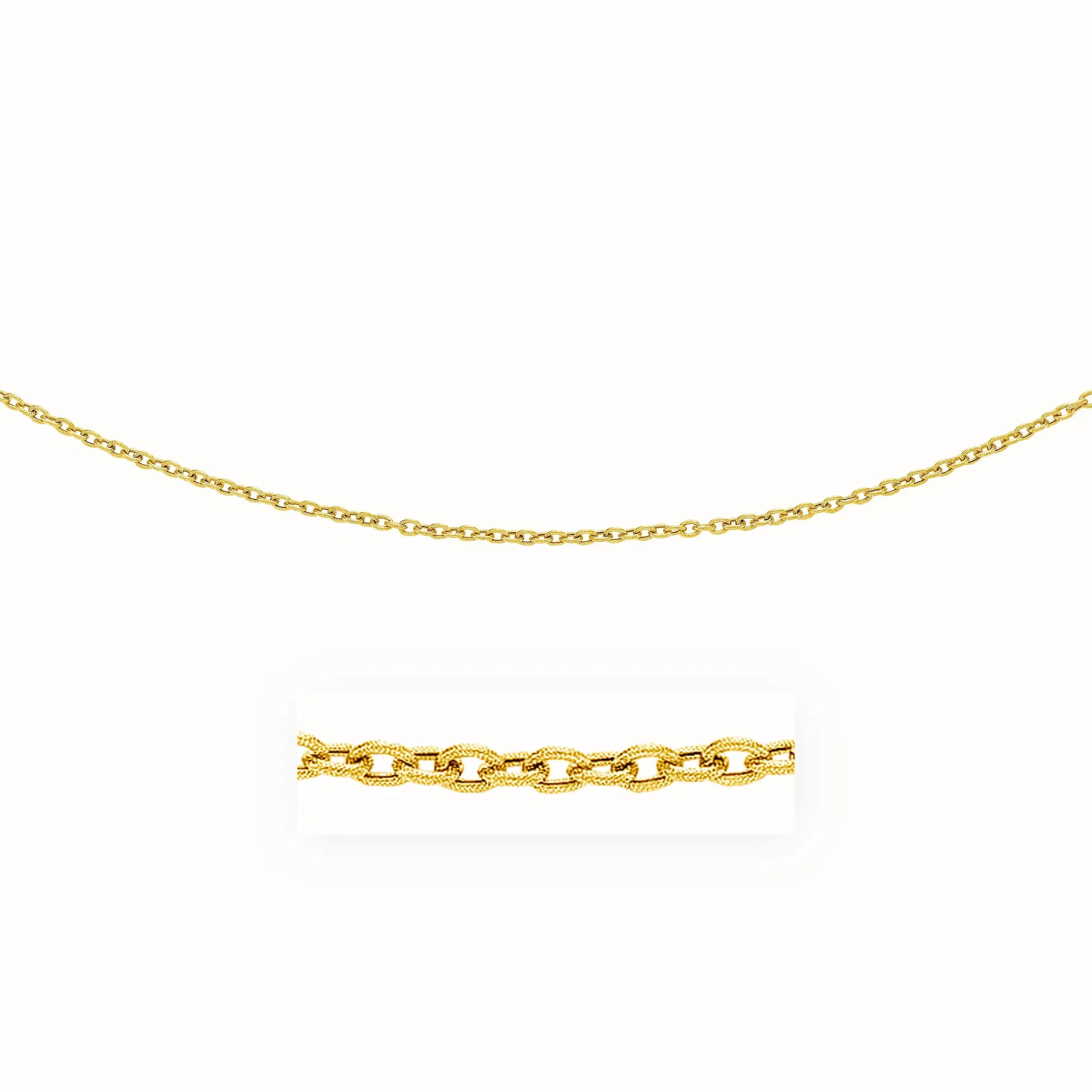 3,5 mm 14 Karat Gelbgold Anhängerkette mit Texturen Links