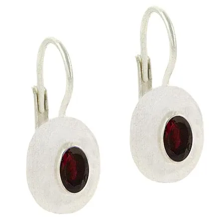 Sterling Silber Garnet Oval Leverback Ohrringe
