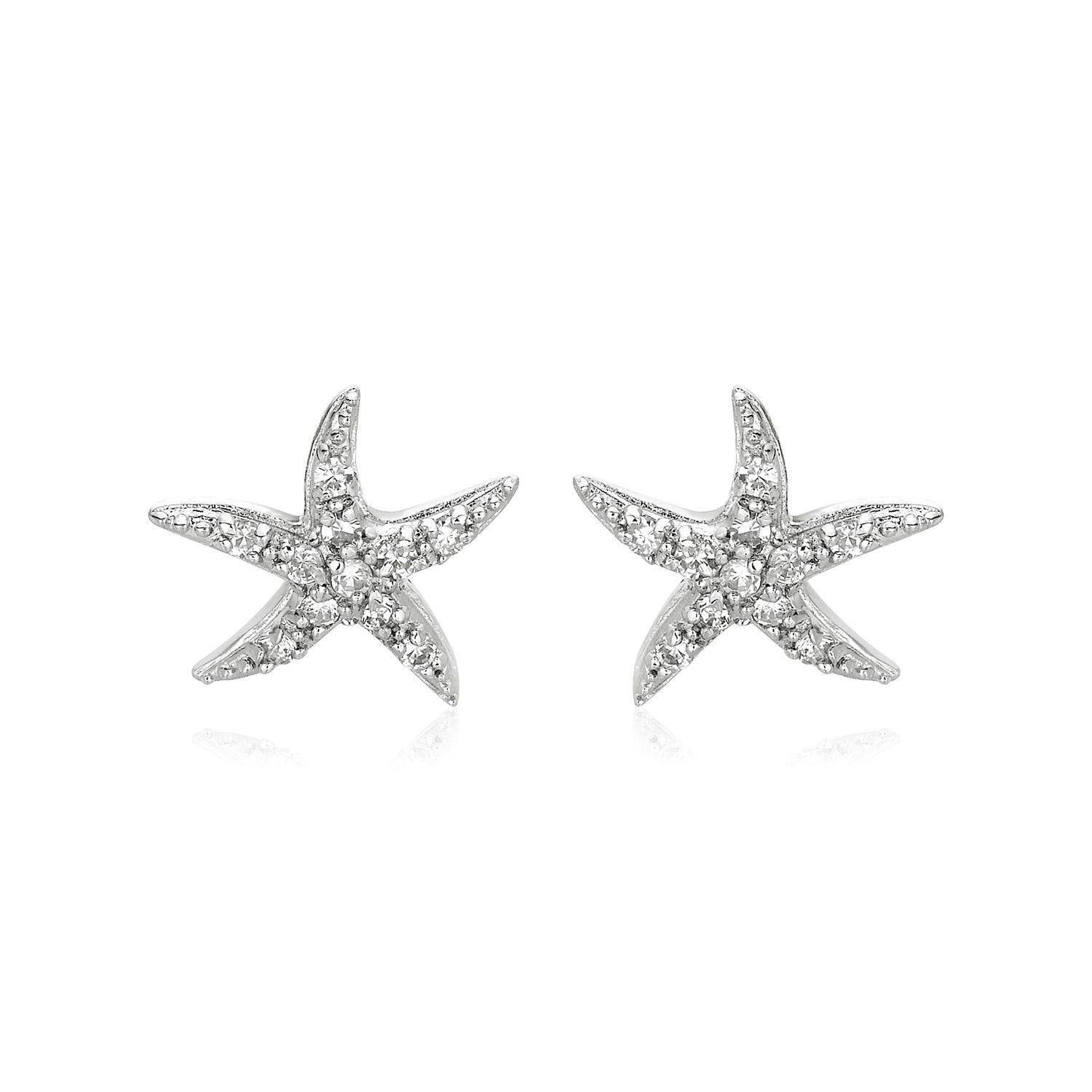 Sterling Silber Starfish Ohrringe mit Kubik-Zirkonien