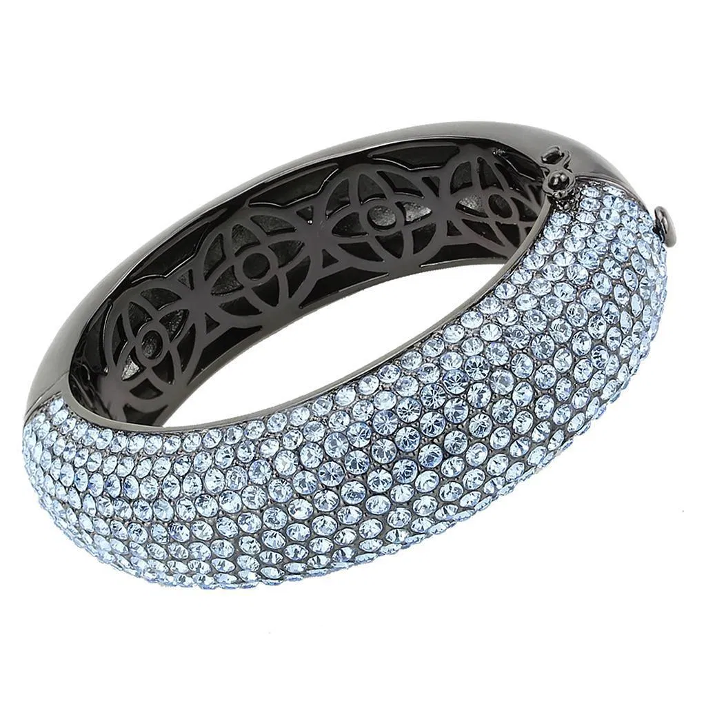 LO4307 - TIN Cobalt Schwarz Brass Armband mit Top-Grade - Kristall in Aquamarin