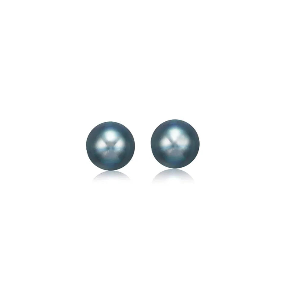 14 Karat Gelbgold kultivierte schwarze Perle Stud Ohrringe (6mm)