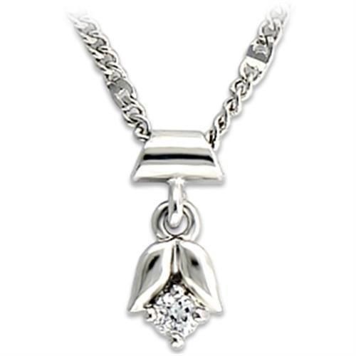 LO735 - Rhodium-Brass - Kettenhänger mit AAA-Klasse CZ in Clear