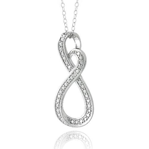 Sterling Silber Diamant Akzent Infinity Herz Swirl Halskette