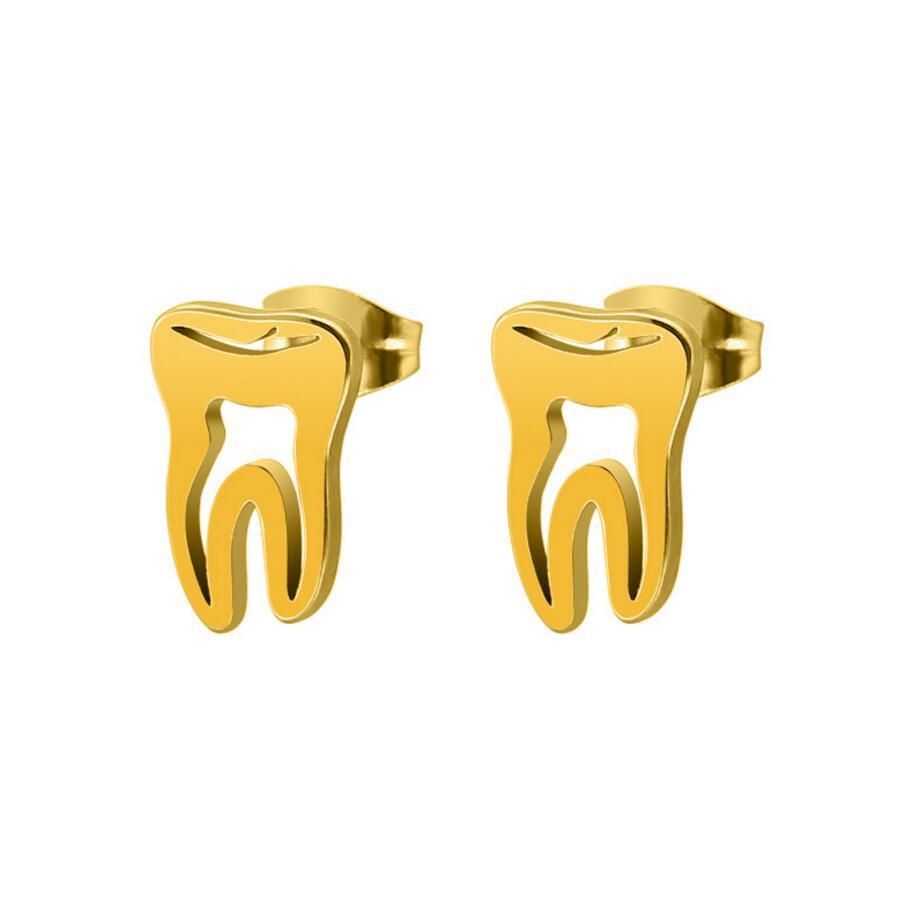 Hollow Tooth-Shaped Stud Ohrringe Einfache Persönlichkeit Edelstahl