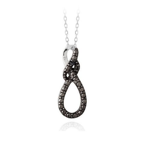 Sterling Silber Schwarz Diamant Akzent Infinity Twist Halskette