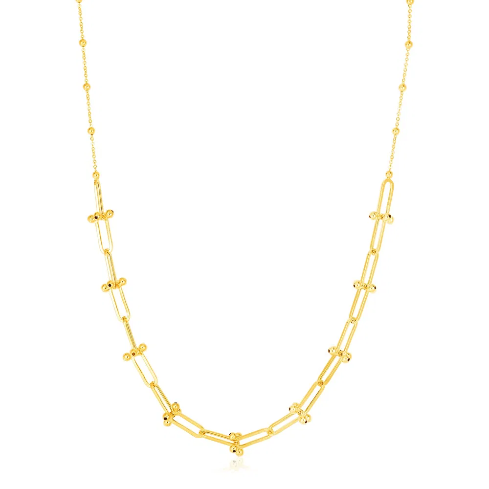 14 Karat Gelbgold Perlen U Link Kette Halskette
