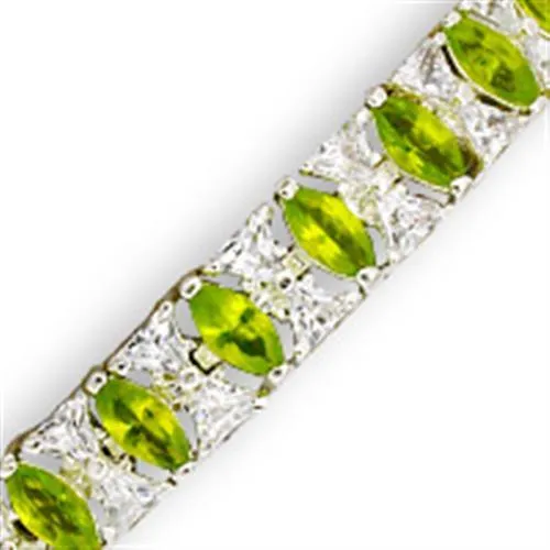 31921 - Hochpoliertes 925 Sterling Silber Armband mit synthetischem Spinel in Peridot