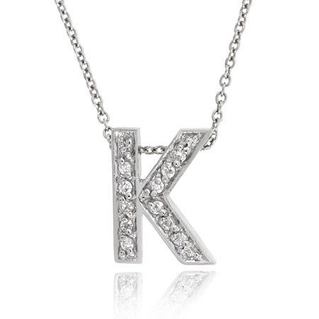 Sterling Silber CZ Letter K Initial Pendant