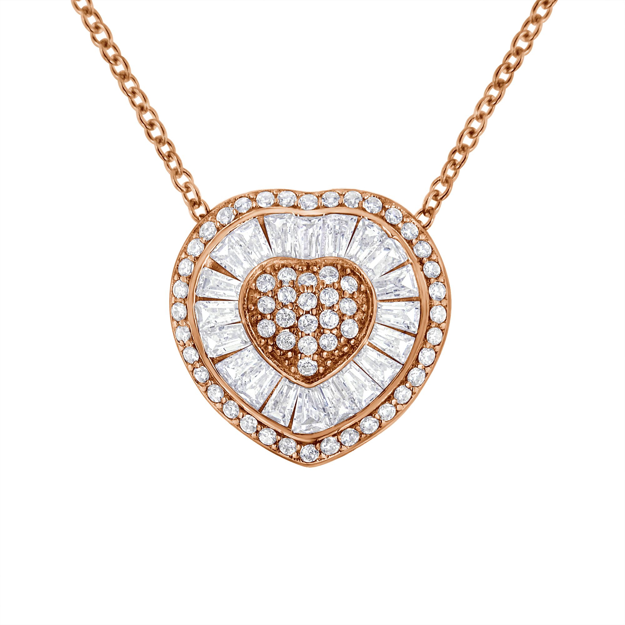 10 Karat Rosengold 1/2 cttw, Diamant-Herz - Anhänger Halskette (H-I - Farbe, I1 - I2 Klarheit)