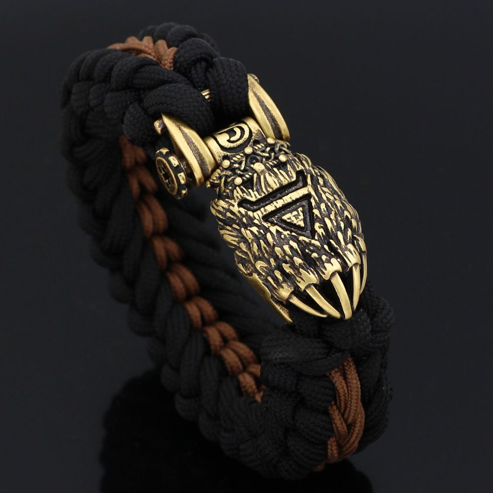 Nordic New Hand Gewebtes Armband Braun Thread Viking Bär Klaue